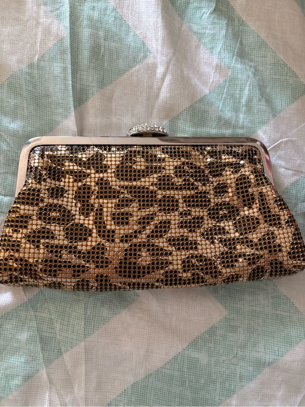 Gold Sequin Leopard Print Evening Clutch